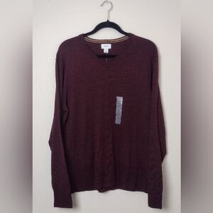 Old Navy Heathered V-Neck Lightweight Knit Sweater Burgundy Red Men's Large NWT